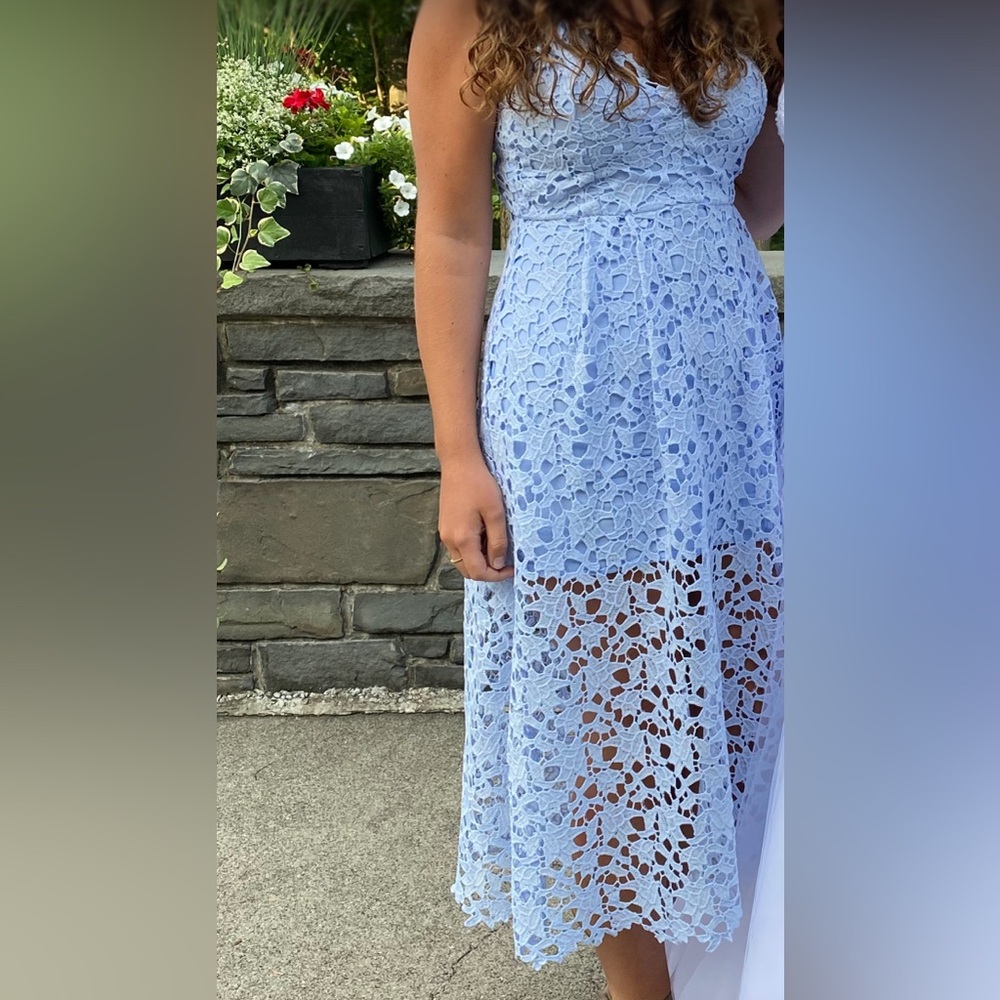 Light Blue Lace Midi Dress